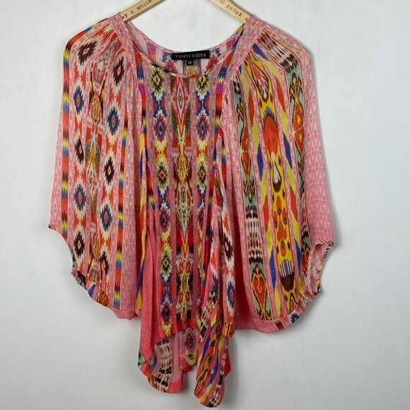 Anthropologie Tanvi Kedia Shivali Doman Sleeve Top Pink Size XS‎ Bohemian Boho - Picture 4 of 11